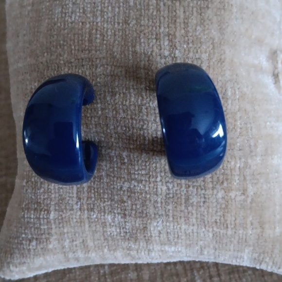Blue Acrylic Loop Earrings - Picture 1 of 3